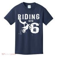 Riding Into 6 Years Old 6th Birthday Boy Dirt Bike Party Kids T-Shirt thumb 0