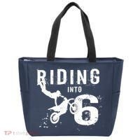 Riding Into 6 Years Old 6th Birthday Boy Dirt Bike Party Tote Bag thumb 0