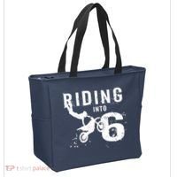Riding Into 6 Years Old 6th Birthday Boy Dirt Bike Party Tote Bag thumb 2
