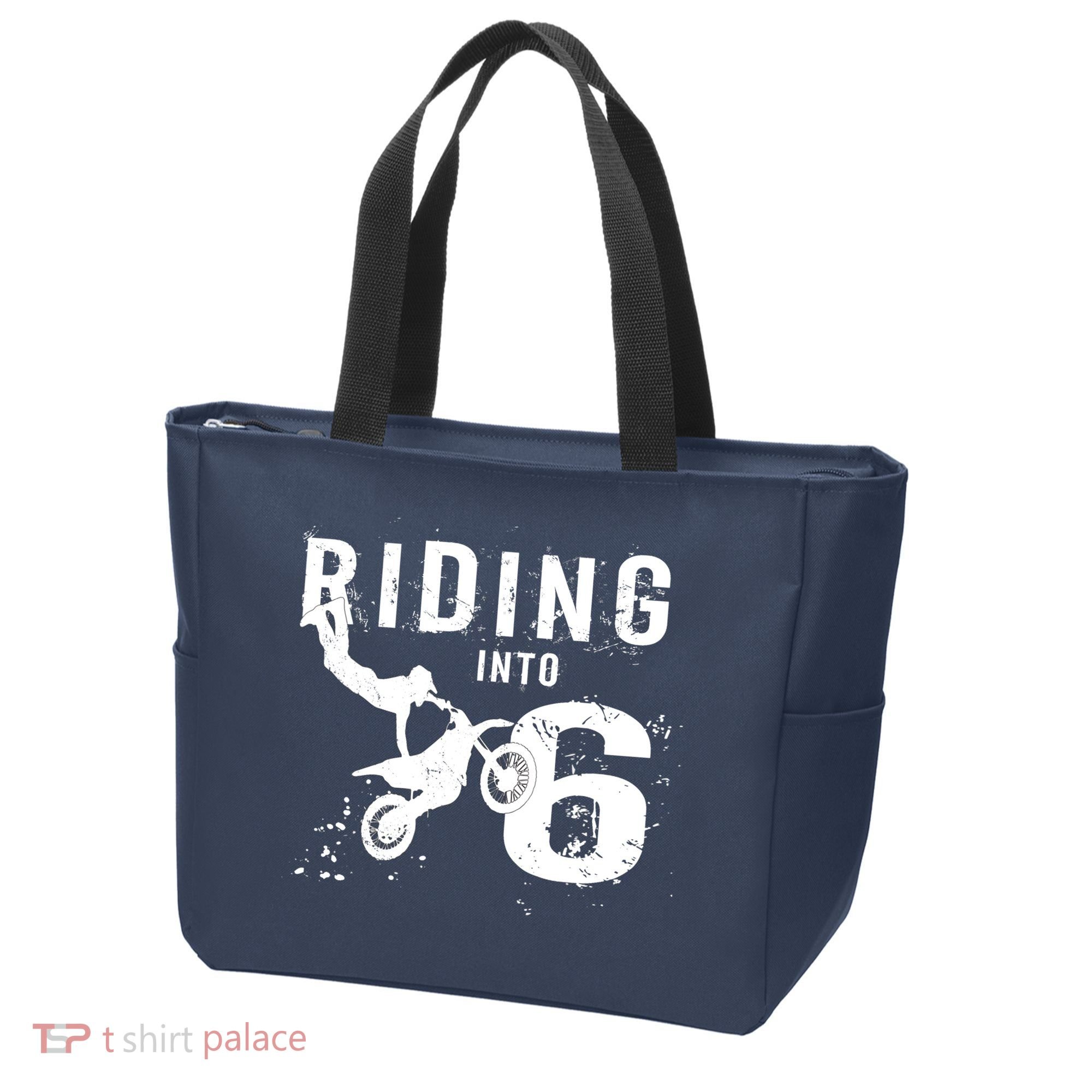 Riding Into 6 Years Old 6th Birthday Boy Dirt Bike Party Tote Bag