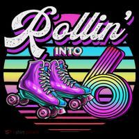 Rollin' Into 6 Roller Skating Rink 6th Birthday Party Stripe Pom Pom Beanie thumb 2