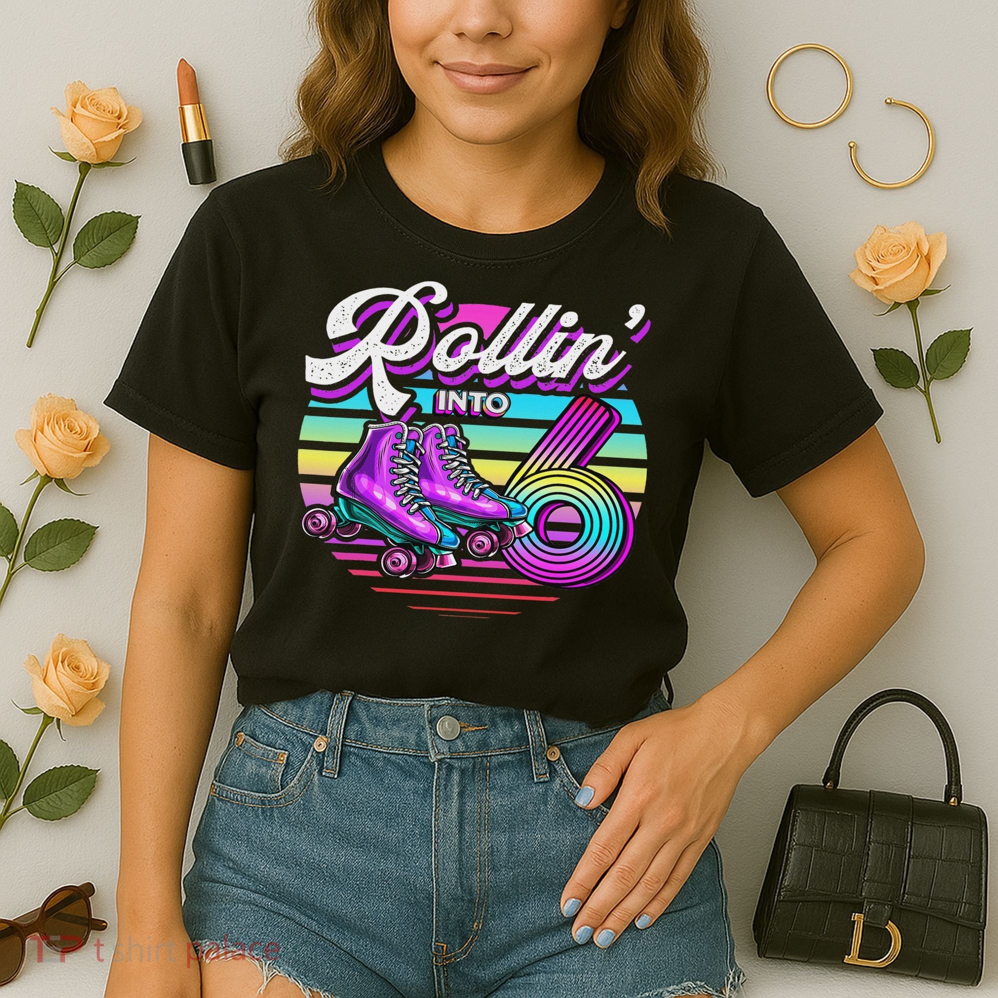 Rollin' Into 6 Roller Skating Rink 6th Birthday Party Comfort Colors Boxy T-Shirt