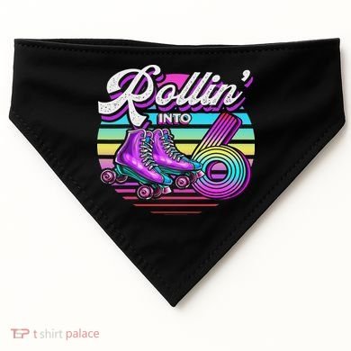 Rollin' Into 6 Roller Skating Rink 6th Birthday Party USA-Made Doggie Bandana