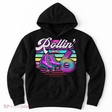 Rollin' Into 6 Roller Skating Rink 6th Birthday Party Hoodie