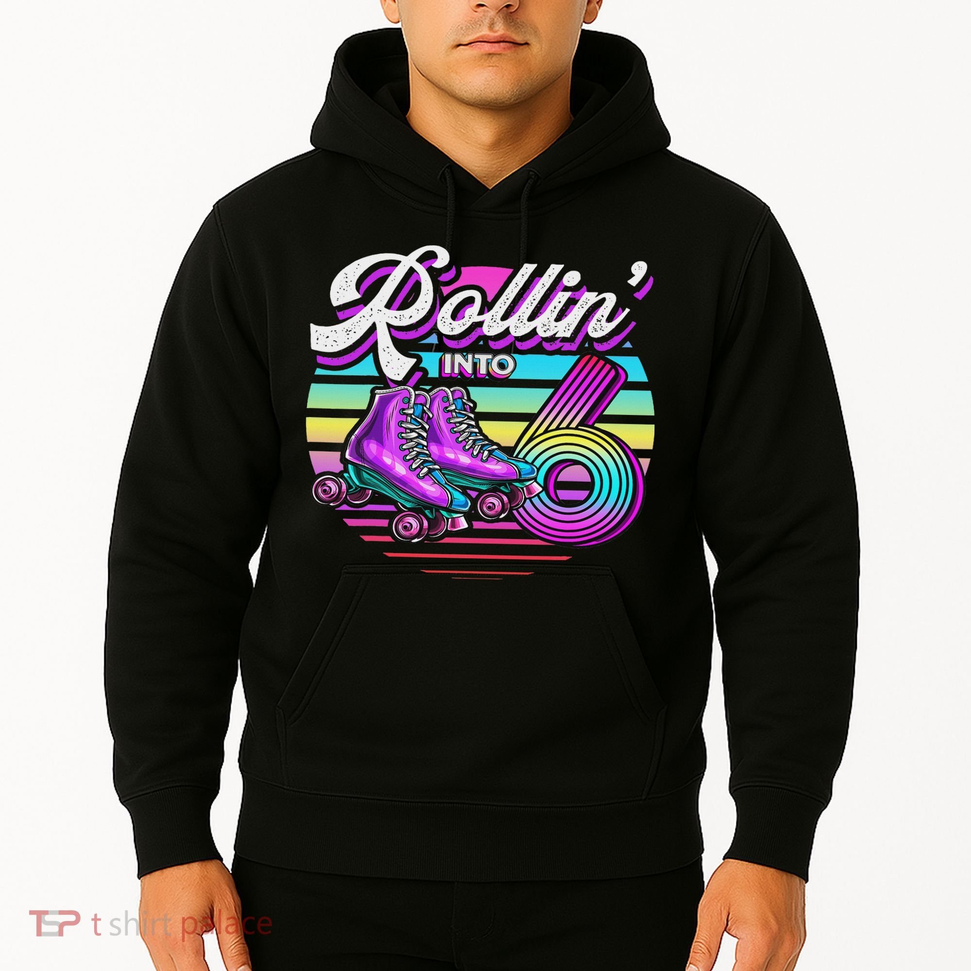 Rollin' Into 6 Roller Skating Rink 6th Birthday Party Hoodie