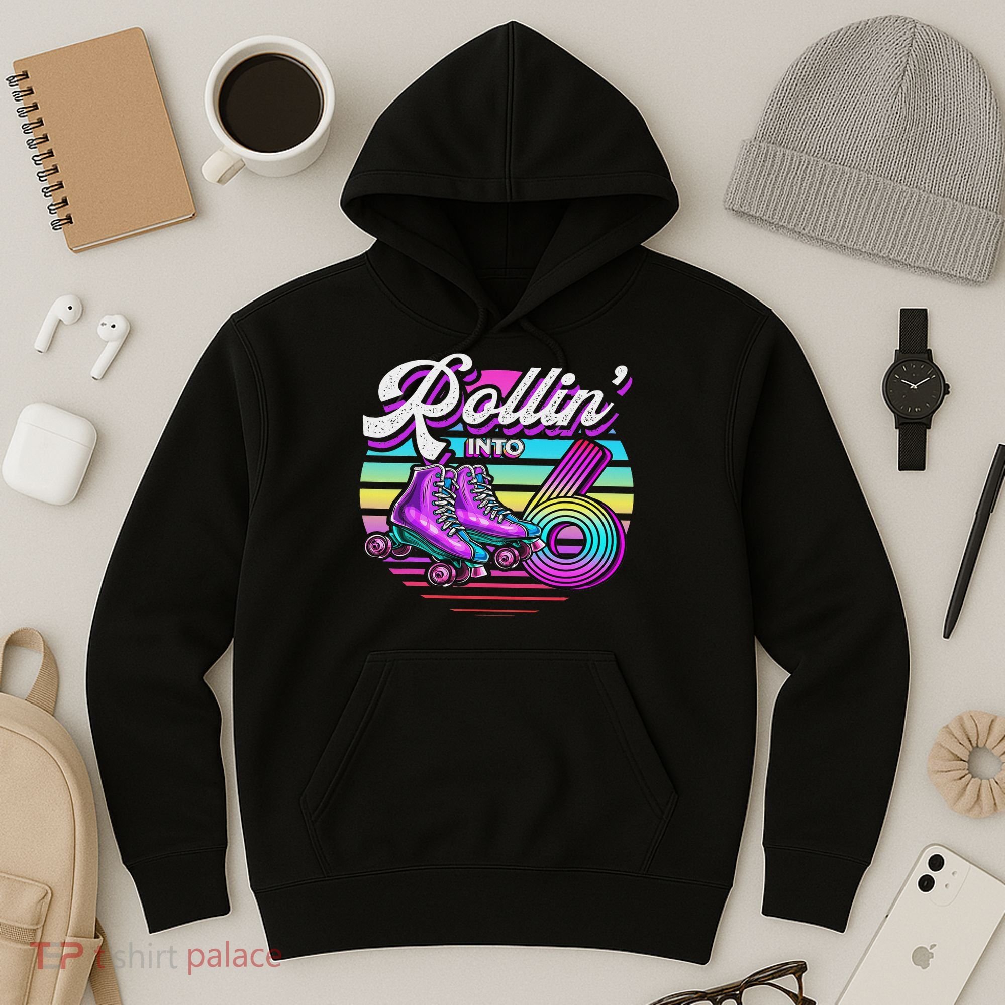 Rollin' Into 6 Roller Skating Rink 6th Birthday Party Hoodie