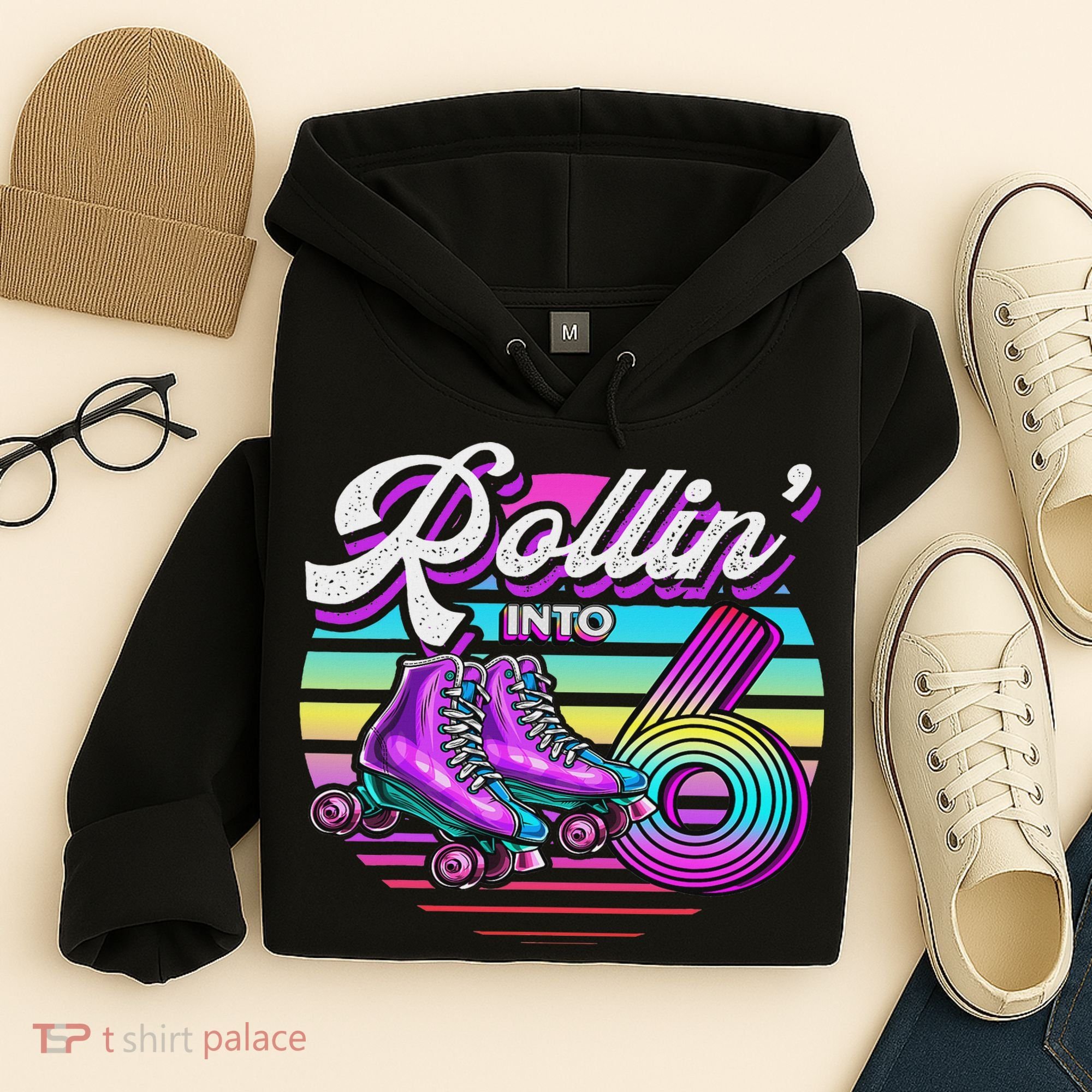 Rollin' Into 6 Roller Skating Rink 6th Birthday Party Hoodie