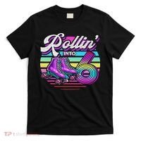 Rollin' Into 6 Roller Skating Rink 6th Birthday Party T-Shirt thumb 0