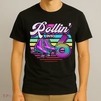 Rollin' Into 6 Roller Skating Rink 6th Birthday Party T-Shirt thumb 3