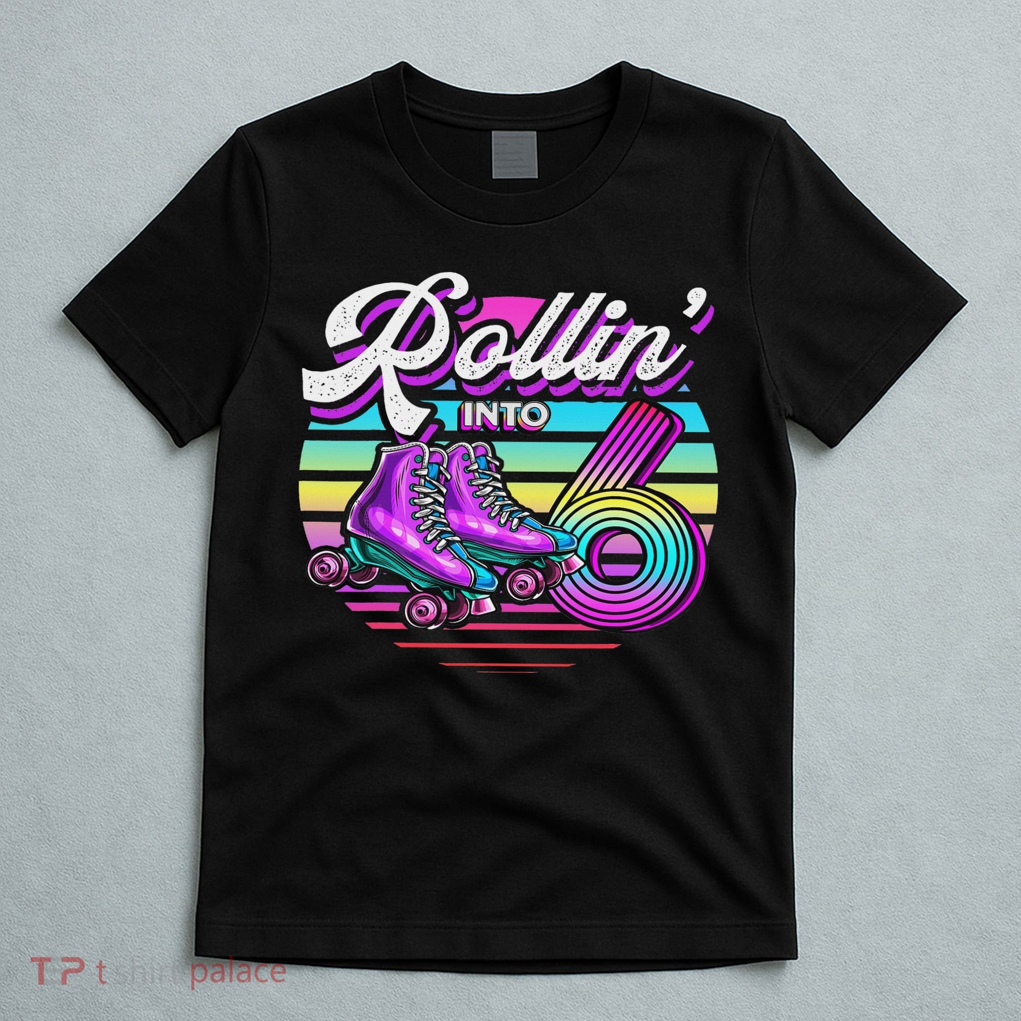 Rollin' Into 6 Roller Skating Rink 6th Birthday Party T-Shirt