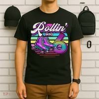 Rollin' Into 6 Roller Skating Rink 6th Birthday Party T-Shirt thumb 6