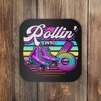 Rollin' Into 6 Roller Skating Rink 6th Birthday Party Coaster thumb 0