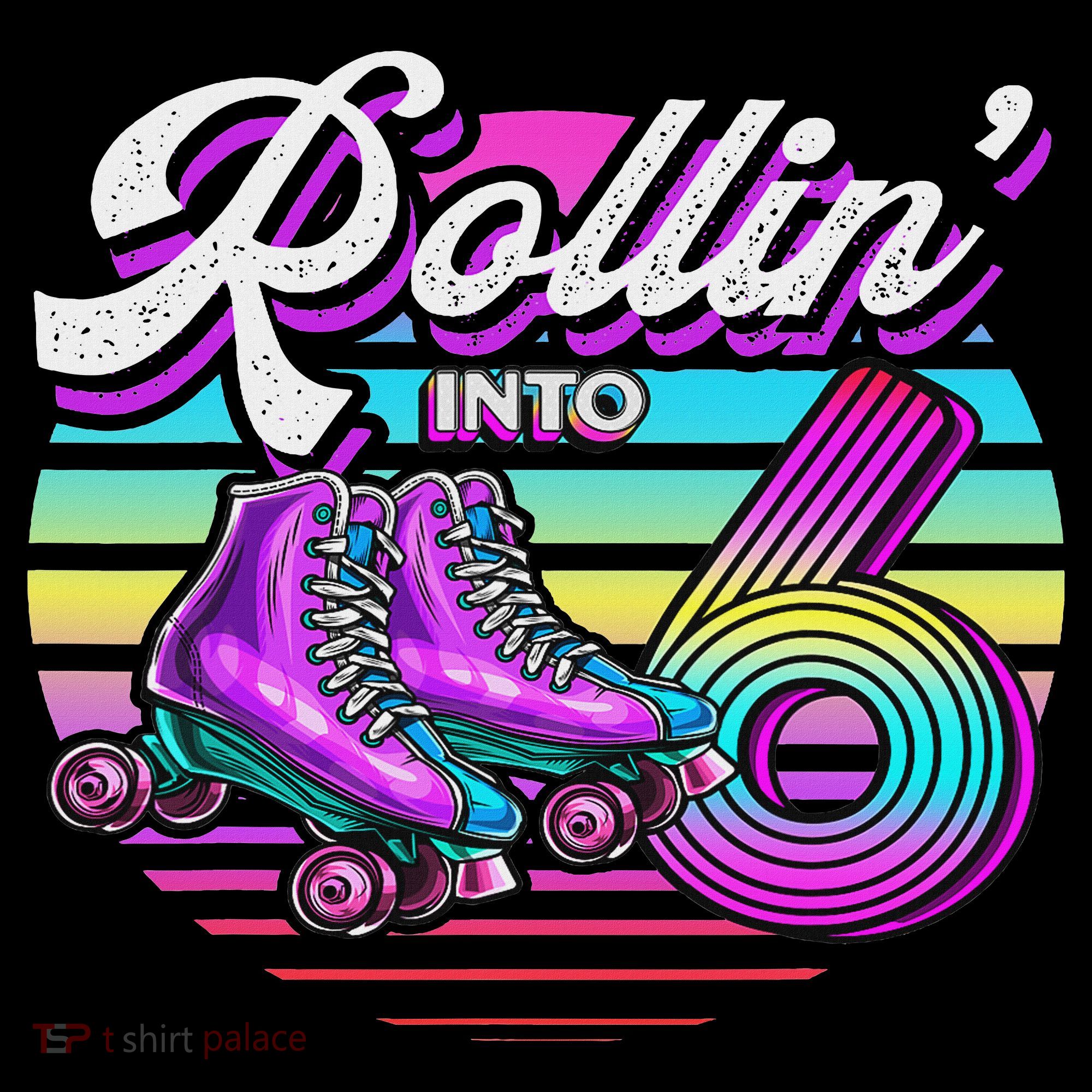 Rollin' Into 6 Roller Skating Rink 6th Birthday Party Women's Hoodie