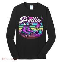 Rollin' Into 6 Roller Skating Rink 6th Birthday Party Tall Long Sleeve Shirt thumb 0