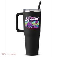 Rollin' Into 6 Roller Skating Rink 6th Birthday Party 40oz Vacuum Insulated Stainless Steel Travel Tumbler thumb 2
