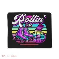 Rollin' Into 6 Roller Skating Rink 6th Birthday Party Mousepad thumb 0