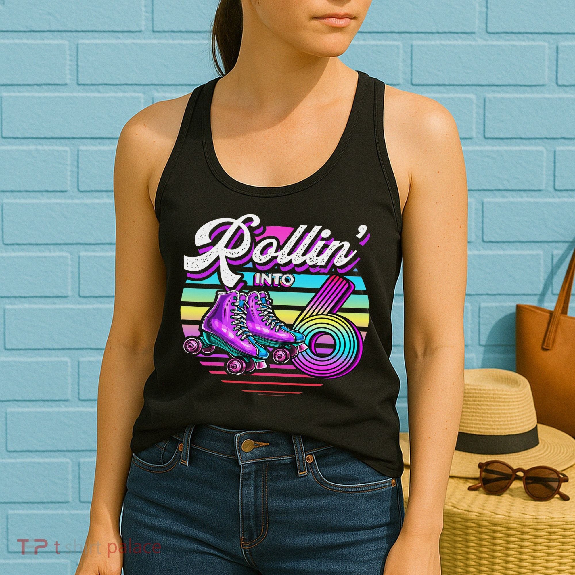 Rollin' Into 6 Roller Skating Rink 6th Birthday Party Women's Tank Top