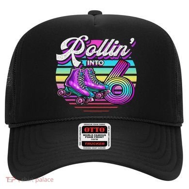 Rollin' Into 6 Roller Skating Rink 6th Birthday Party Hat