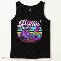 Rollin' Into 6 Roller Skating Rink 6th Birthday Party Tank Top thumb 2