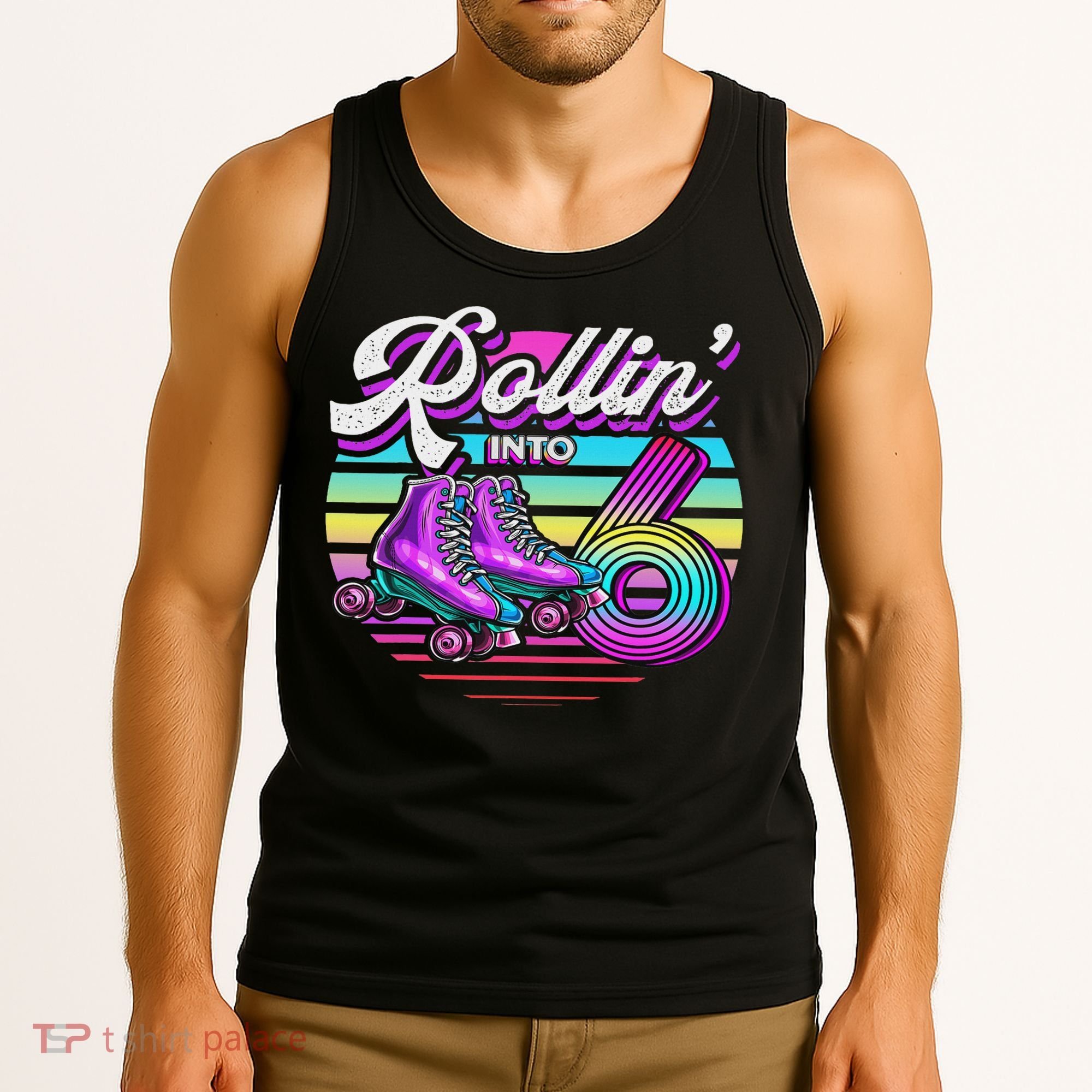 Rollin' Into 6 Roller Skating Rink 6th Birthday Party Tank Top