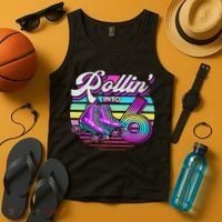 Rollin' Into 6 Roller Skating Rink 6th Birthday Party Tank Top thumb 4