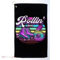 Rollin' Into 6 Roller Skating Rink 6th Birthday Party Golf Towel thumb 0
