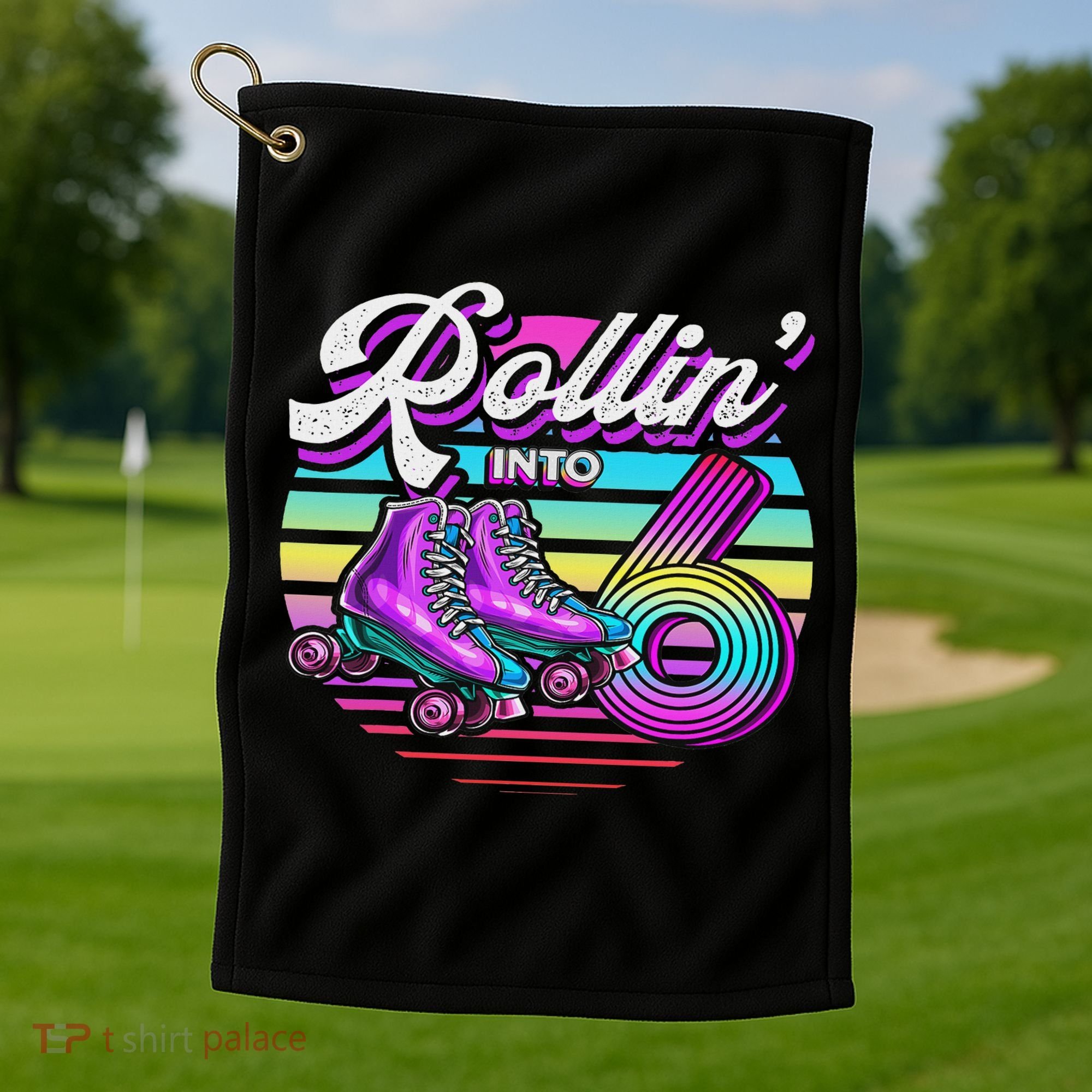 Rollin' Into 6 Roller Skating Rink 6th Birthday Party Golf Towel
