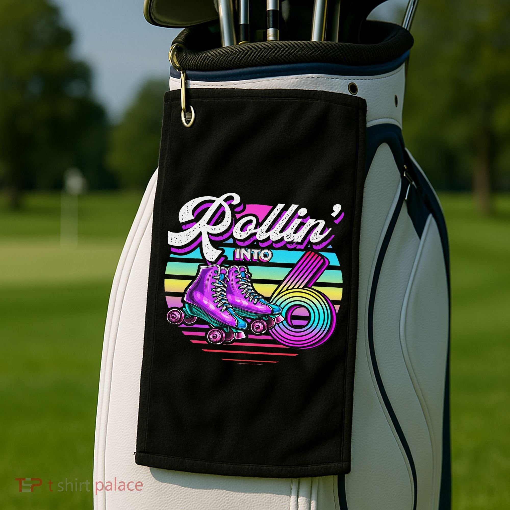 Rollin' Into 6 Roller Skating Rink 6th Birthday Party Golf Towel