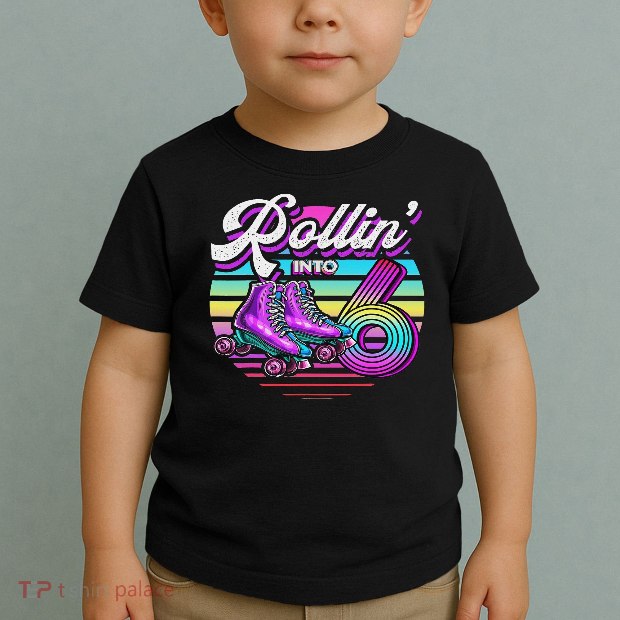 Rollin' Into 6 Roller Skating Rink 6th Birthday Party Toddler T-Shirt
