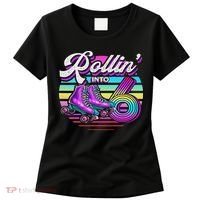 Rollin' Into 6 Roller Skating Rink 6th Birthday Party Women's T-Shirt thumb 0