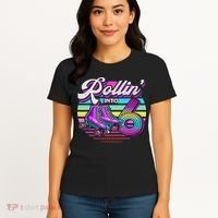 Rollin' Into 6 Roller Skating Rink 6th Birthday Party Women's T-Shirt thumb 4