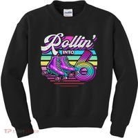 Rollin' Into 6 Roller Skating Rink 6th Birthday Party Kids Sweatshirt thumb 0