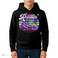 Rollin' Into 6 Roller Skating Rink 6th Birthday Party Kids Hoodie thumb 4