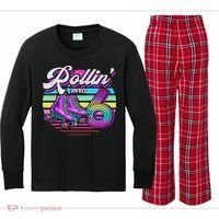 Rollin' Into 6 Roller Skating Rink 6th Birthday Party Kids Long Sleeve Plaid Pajama Set thumb 0