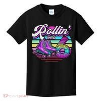 Rollin' Into 6 Roller Skating Rink 6th Birthday Party Kids T-Shirt thumb 0