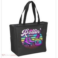 Rollin' Into 6 Roller Skating Rink 6th Birthday Party Tote Bag thumb 2