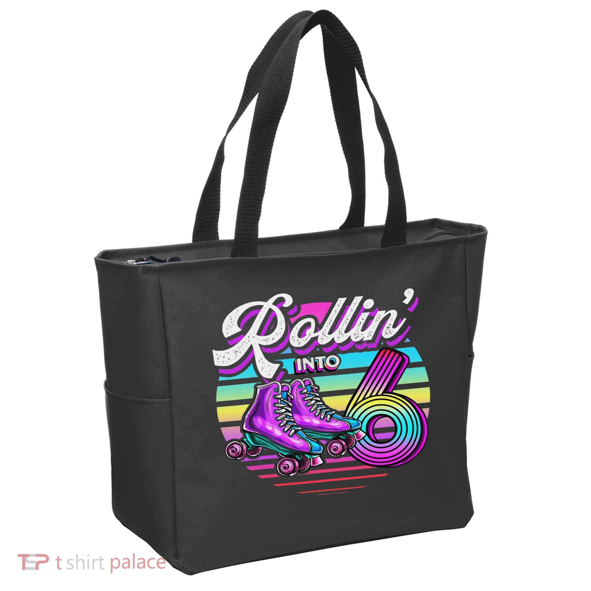 Rollin' Into 6 Roller Skating Rink 6th Birthday Party Tote Bag