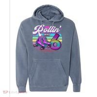 Rollin' Into 6 Roller Skating Rink 6th Birthday Party Comfort Colors Garment-Dyed Hooded Sweatshirt thumb 0