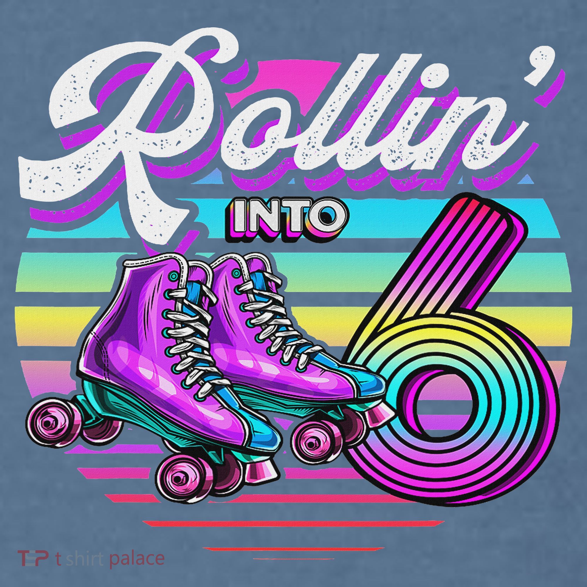 Rollin' Into 6 Roller Skating Rink 6th Birthday Party Comfort Colors Garment-Dyed Hooded Sweatshirt