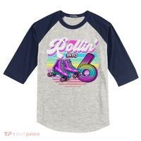 Rollin' Into 6 Roller Skating Rink 6th Birthday Party Kids Colorblock Raglan Jersey thumb 0