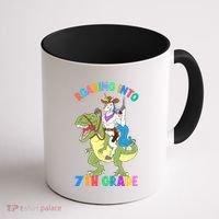 Roaring Into 7th Grade Unicorn Riding Dinosaur Back School Funny Gift Coffee Mug thumb 1