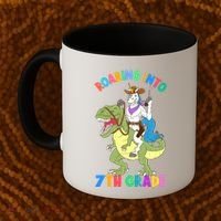 Roaring Into 7th Grade Unicorn Riding Dinosaur Back School Funny Gift Coffee Mug thumb 2