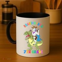 Roaring Into 7th Grade Unicorn Riding Dinosaur Back School Funny Gift Coffee Mug thumb 4