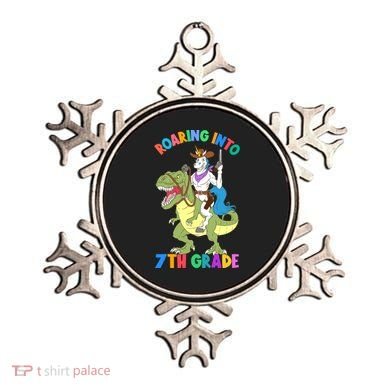 Roaring Into 7th Grade Unicorn Riding Dinosaur Back School Funny Gift Ornament