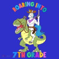 Roaring Into 7th Grade Unicorn Riding Dinosaur Back School Funny Gift Hoodie thumb 7