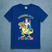 Roaring Into 7th Grade Unicorn Riding Dinosaur Back School Funny Gift T-Shirt thumb 5