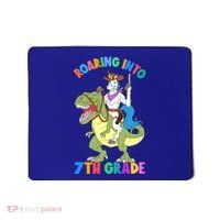 Roaring Into 7th Grade Unicorn Riding Dinosaur Back School Funny Gift Mousepad thumb 0