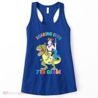 Roaring Into 7th Grade Unicorn Riding Dinosaur Back School Funny Gift Women's Tank Top thumb 0