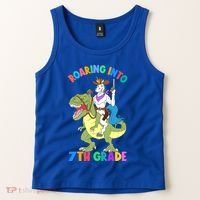 Roaring Into 7th Grade Unicorn Riding Dinosaur Back School Funny Gift Tank Top thumb 2