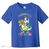 Roaring Into 7th Grade Unicorn Riding Dinosaur Back School Funny Gift Toddler T-Shirt thumb 0